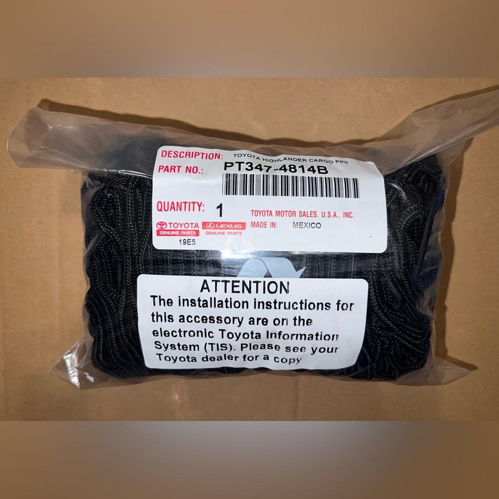 TOYOTA HIGHLANDER CARGO NET 2014-2024 OEM Factory GENUINE ACCESSORY PT347-4814B